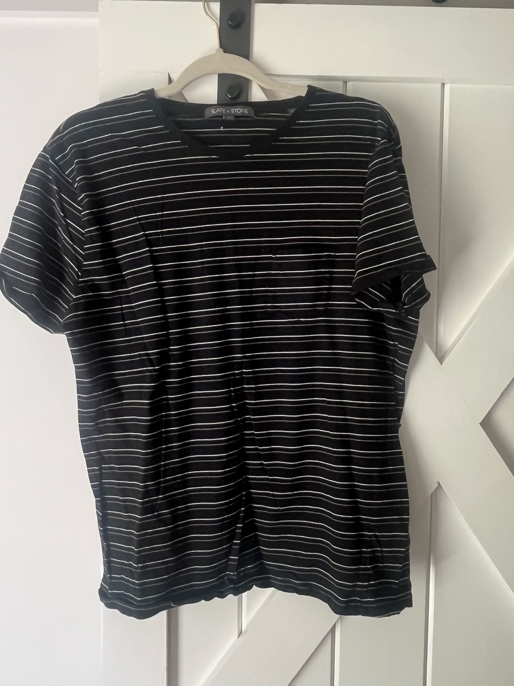 Slate & Stone Black Striped Pocket T‑Shirt